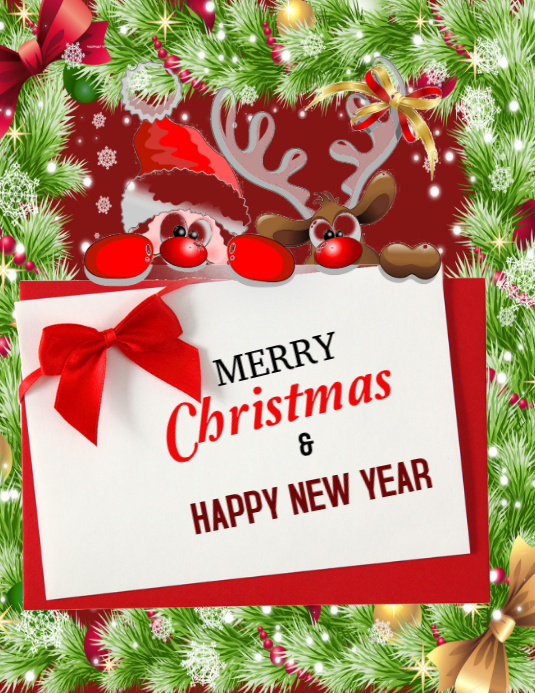 White Maximalist Merry Christmas Happ New Year Flyer (us Letter ...