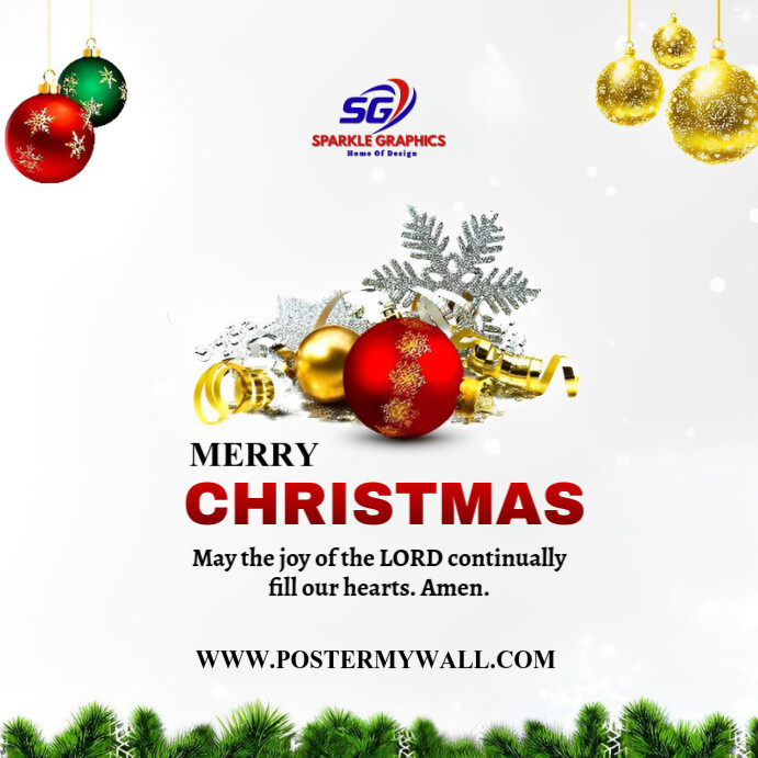 White Maximalist Merry Christmas Instagram Post Template | PosterMyWall
