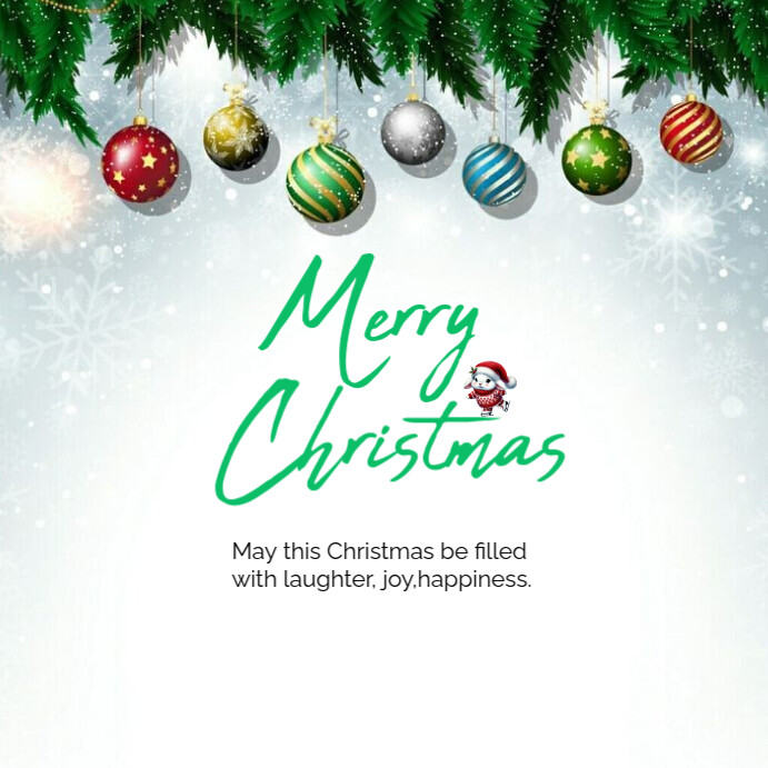 White Maximalist Merry Christmas Instagram Post Template | PosterMyWall