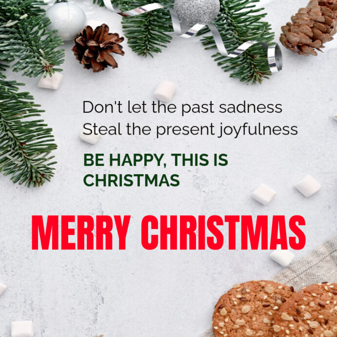 White Maximalist Merry Christmas Instagram Post Template | PosterMyWall