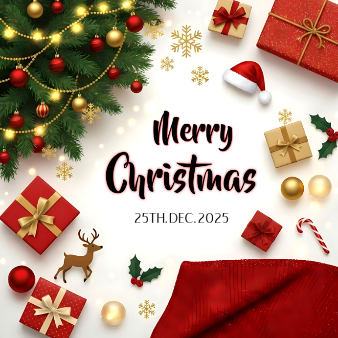 White Maximalist Merry Christmas Instagram Post Template | PosterMyWall