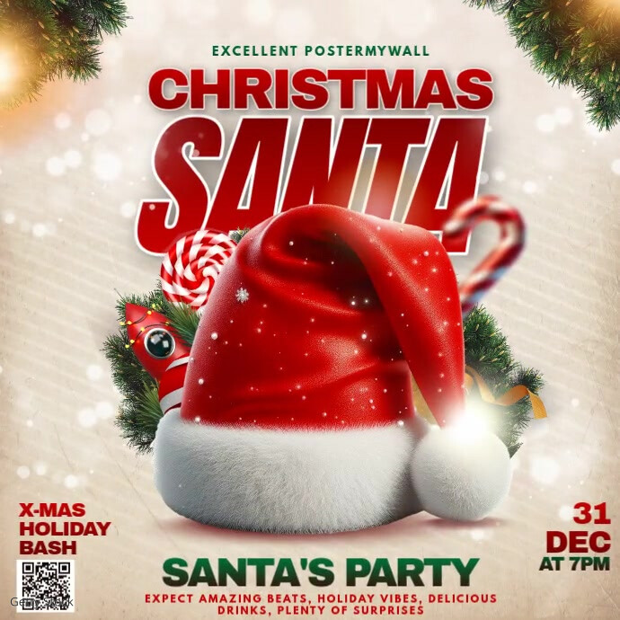 White Maximalist Merry Christmas Instagram Post Template | PosterMyWall
