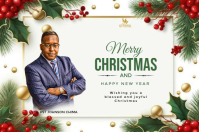 White Maximalist Merry Christmas Label template