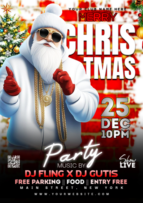 Copy of White Maximalist Merry Christmas Party A3 | PosterMyWall