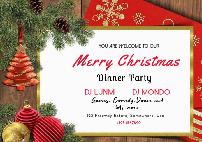 White Maximalist Merry Christmas Party A4 Template | PosterMyWall
