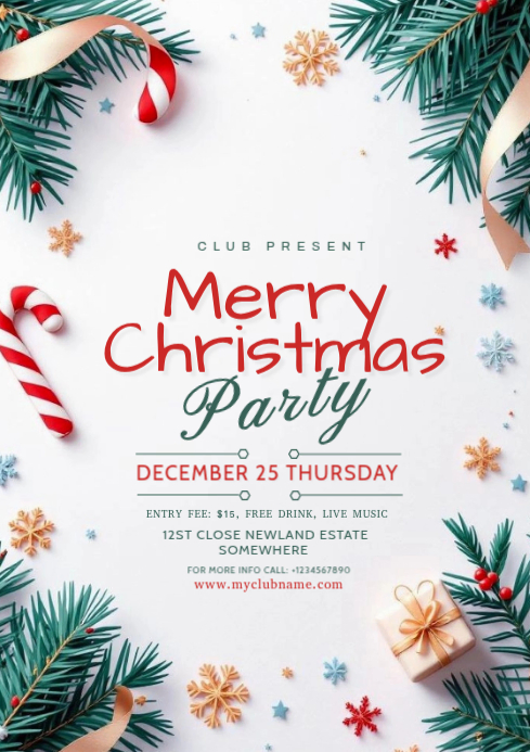 White Christmas Party A4 Template | PosterMyWall