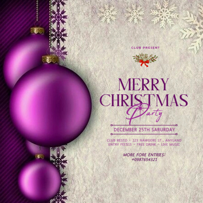 White Maximalist Merry Christmas Party Instagram Post Template ...