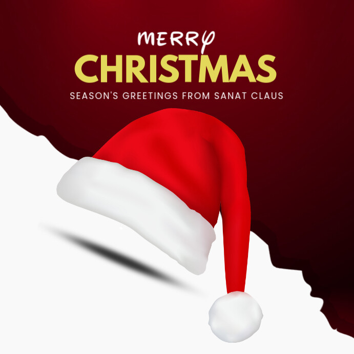 White Maximalist Merry Christmas Santa Claus Hat Instagram Post template