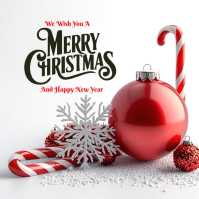 White Maximalist Merry Christmas Wish Template Instagram Post