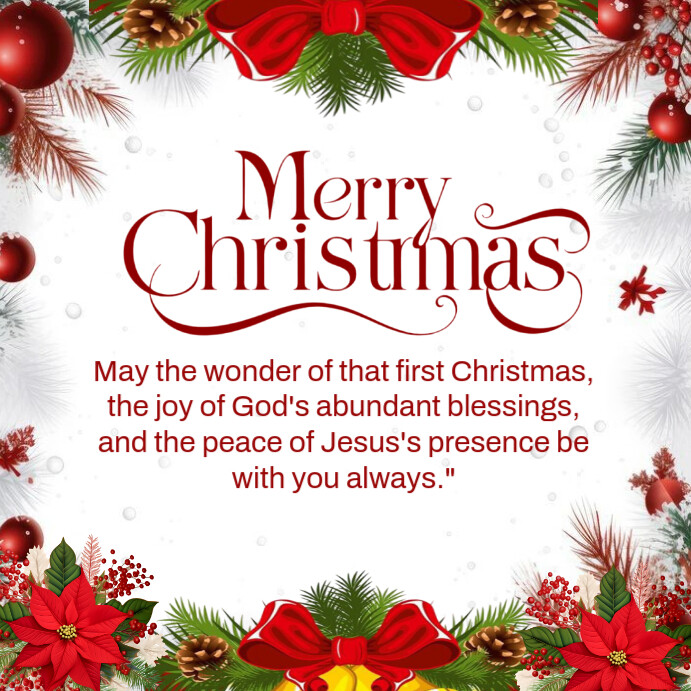 White Maximalist Merry Christmas Wishes Card Instagram Post Template ...
