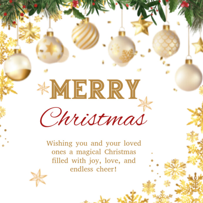 White Maximalist Merry Christmas Wishes Instagram Post Template ...