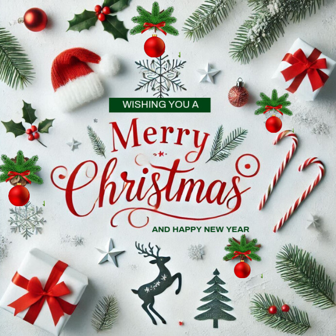 White Maximalist Merry Christmas Wishes Template Design Instagram Post ...