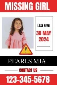 White Maximalist Missing Person  Poster template
