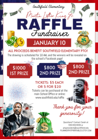 White Maximalist Mlk Raffle Fundraiser Event Invitation A4 template