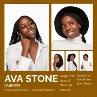 White Maximalist Model Comp Card Instagram Post template