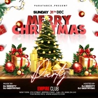 White Maximalist Modern Christmas Party Flyer Design Square (1:1) template