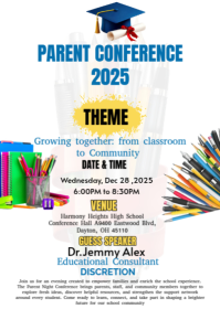 White Maximalist Modern Editable School Event Flyer  A6 template