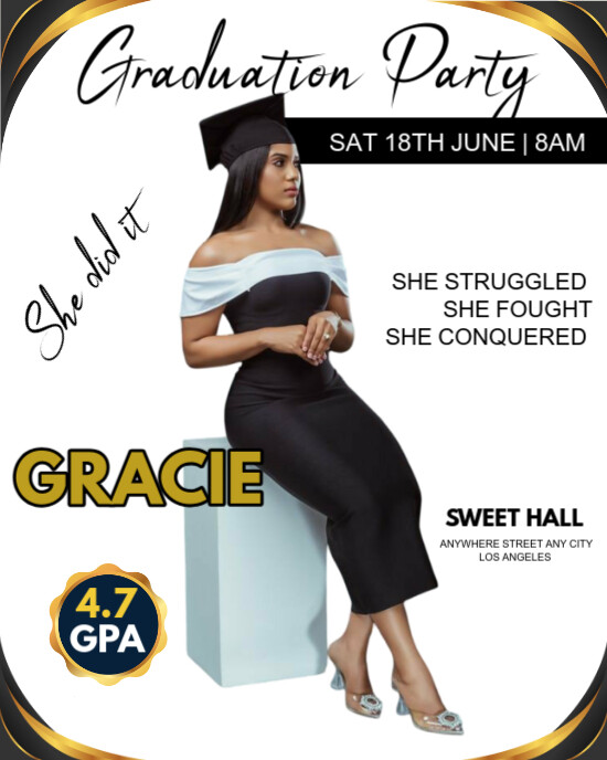 Copy of White Maximalist Modern Editable White Graduation Invitation ...