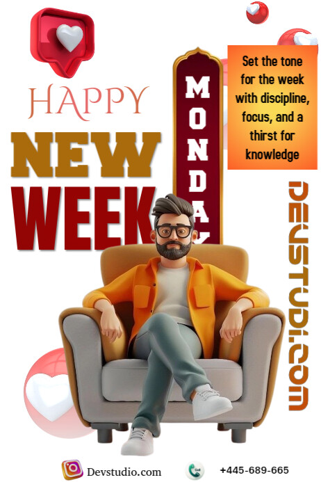 White Maximalist Monday Post Poster Plakkaat template