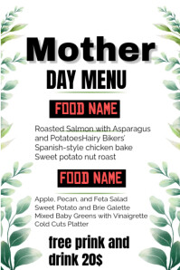 White Maximalist Mother's Day Menu Poster template