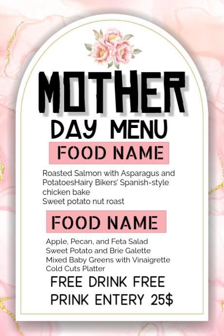 White Maximalist Mother's Day Menu Poster Cartaz template