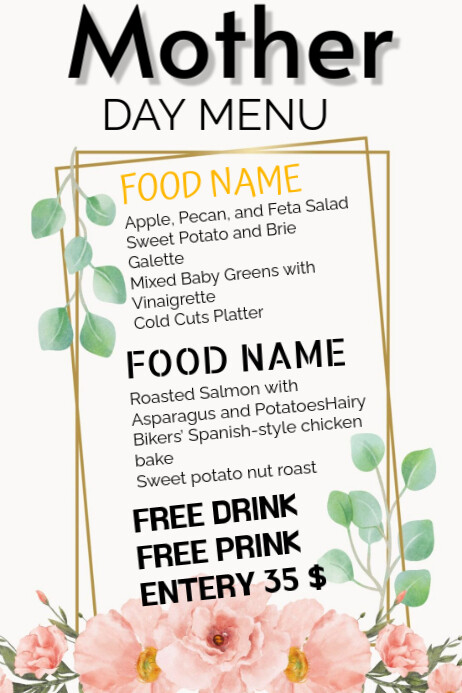 White Maximalist Mother's Day Menu Poster โปสเตอร์ template