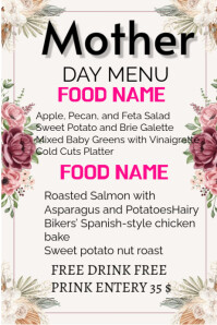 White Maximalist Mother's Day Menu Poster template
