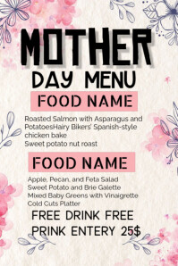 White Maximalist Mother's Day Menu Poster template