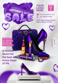 White Maximalist Mother's Day Sale A4 template