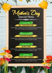 White Maximalist Mother's Day Special Menu A6 template