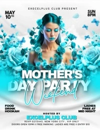 White Maximalist Mother's Day Weekend Party For Your Event Flyer (us Letter) template