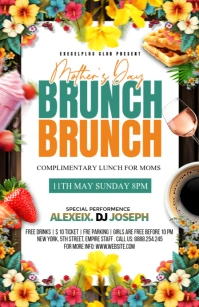 White Maximalist Mother’s Day Brunch Restaurant Tabloid template