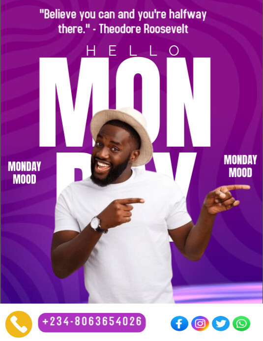 White Maximalist Motivational Monday Flyer (us Letter) template