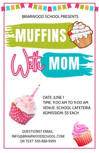 White Maximalist Muffins With Mom Flyer Tabloid template