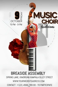 White Maximalist Music Choir Design Flyer  Pinterest Graphic template