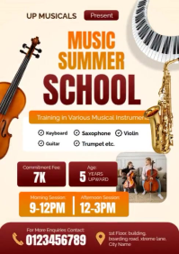 White Maximalist Music instruments School Kids Training A3 template