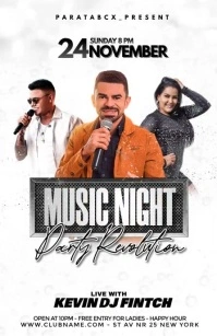 White Maximalist Music Party Night Half Page Demi-page de format Wide template