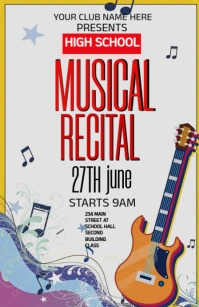 White Maximalist Musical Recital Half Page Wide template