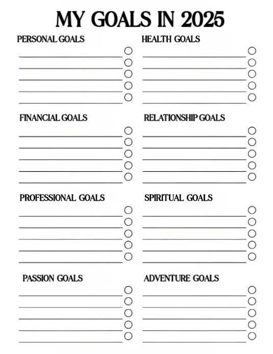 White Maximalist My Goal In 2025, New Year Resolution Template  Flyer (us Letter)