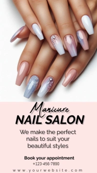 White Maximalist Nail Salon  Digital Display template