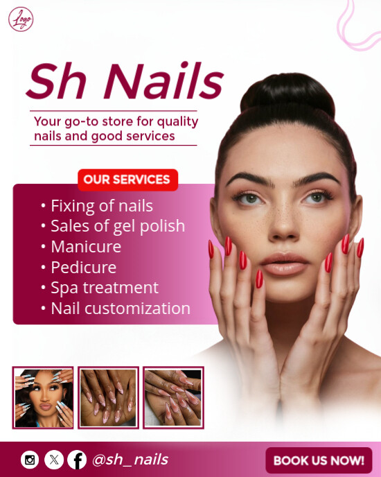 White Maximalist Nail Salon Flyers  Instagram Portrait template