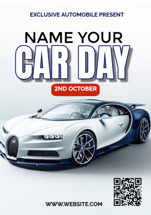White Maximalist Name Your Car Day A4 Template | PosterMyWall