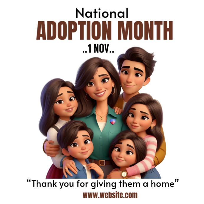 Plantilla de White Maximalist National Adoption Month Instagram Post ...