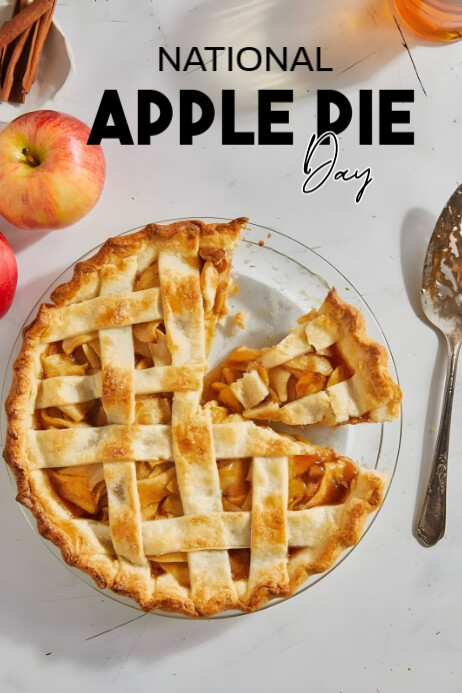 White Maximalist National Apple Pie Day Poster Template | PosterMyWall