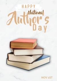 White Maximalist National Author's Day A4 template
