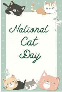 White Maximalist National Cat Day  Poster template