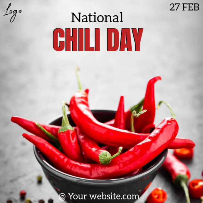 White Maximalist National Chili Day Online Design Flyer/template 2025 Instagram Post
