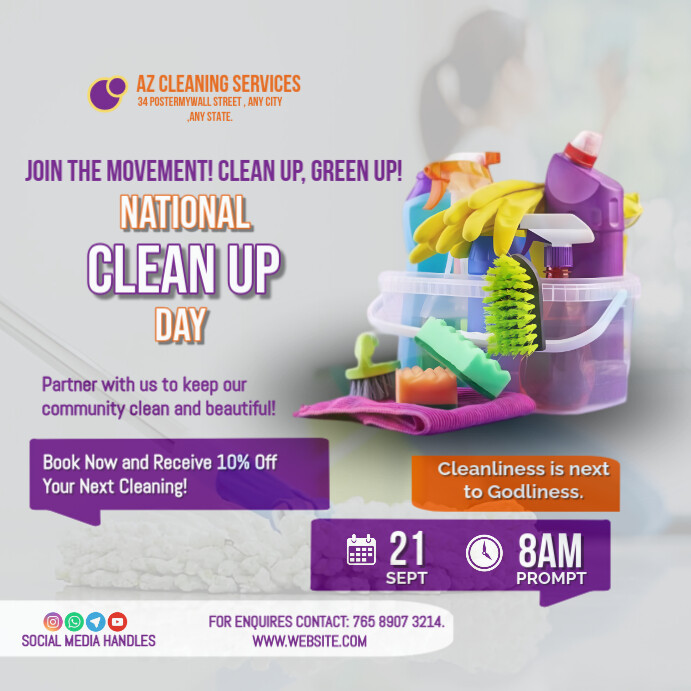 White Maximalist National Clean Up Day  Insta Iphosti le-Instagram template