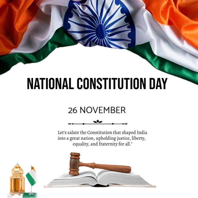 White Maximalist National Constitution Day, 26 November Design Template  Instagram Post