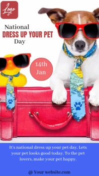 White Maximalist National Dress Up Your Pet Day Online Design Flyer/template  Instagram Story Instagram-verhaal